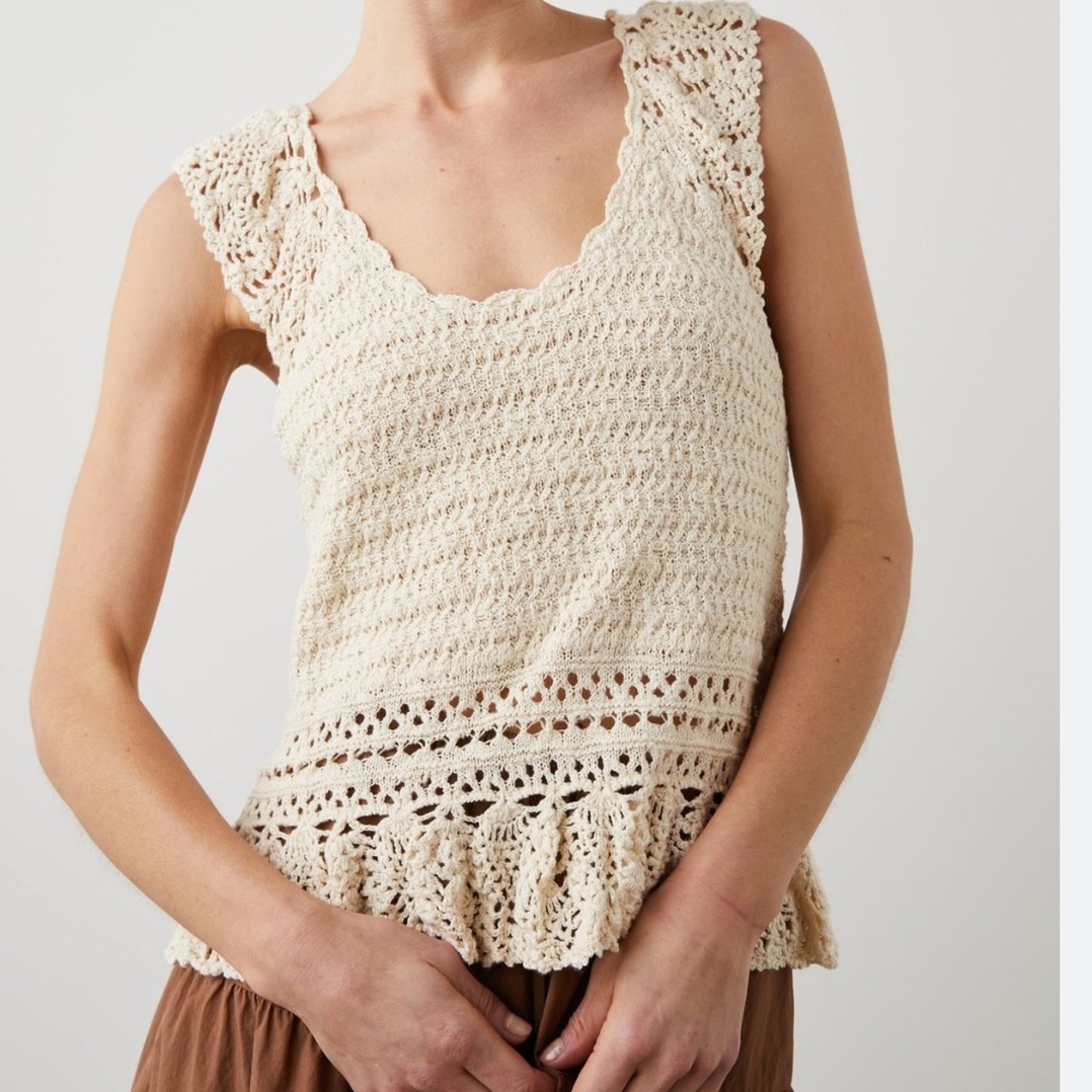 Rails Hattie Crochet Knit Top - Ivory Cream - Like new! Boho hippie festival